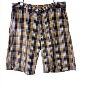 Men’s Flat Front Plaid Shorts by Blue Size 34